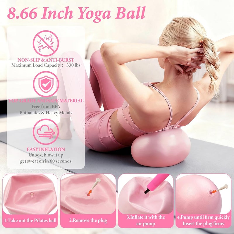 LarFaFa Pilates Kit for Home Workouts, Pilates Equipment Ring and Ball Set, Pilates Essentials Kit for Women, Home Pilates Workout Kit, Pilates Set, Pilates Starter Kit for Women at Gym Studio Travel - Image 5